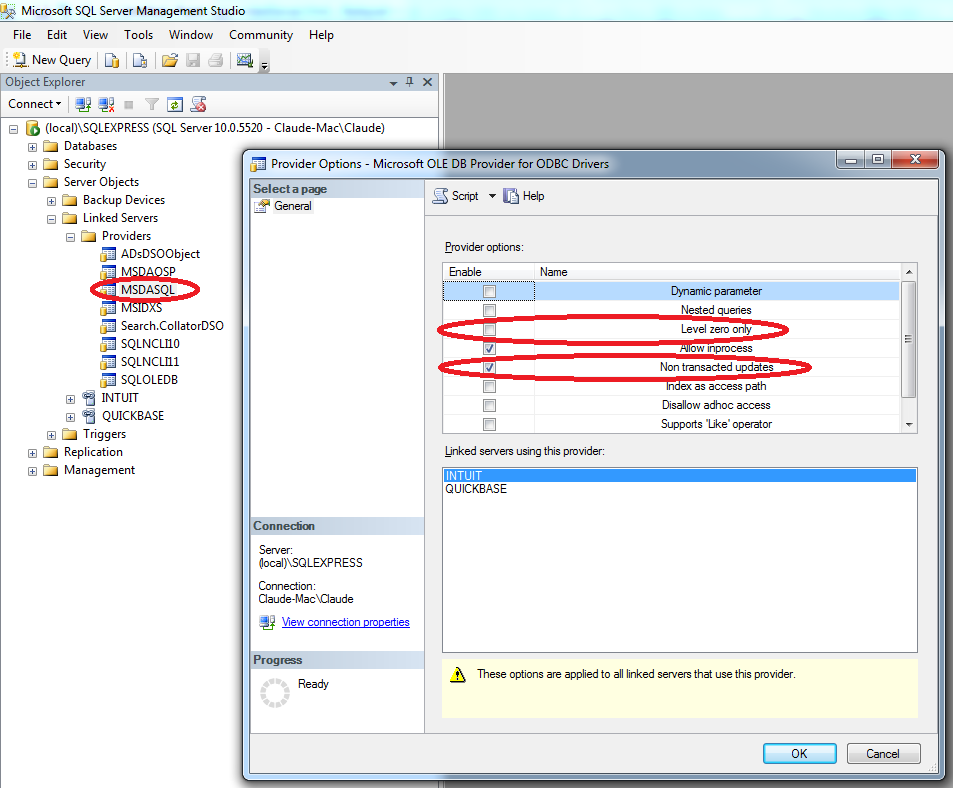 Создание связанного сервера с ms sql Создание связанного сервера с ms sql
